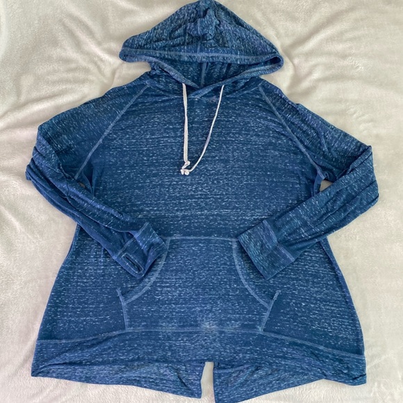 halcyon Tops - Halcyon blue and white heather hoodie